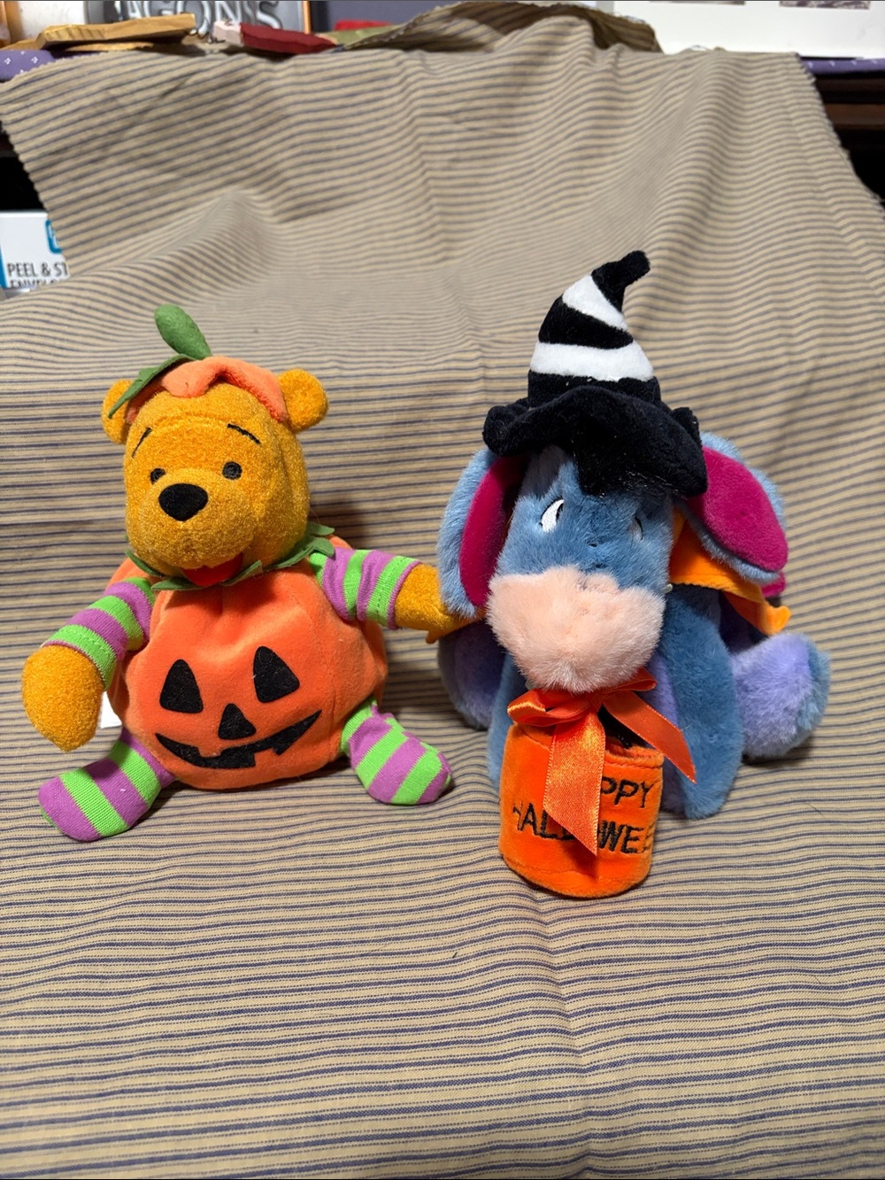 Disney Halloween Beanbag Pumpkin Pooh and Eeyore Witch